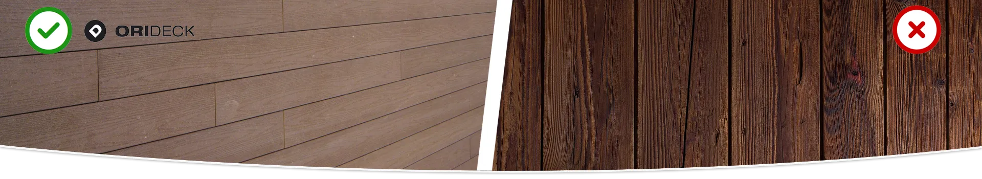 Comparación de tarima Orideck con la madera y el PVC Comparación de tarima de madera sintética de Orideck con la madera convencional y el PVC